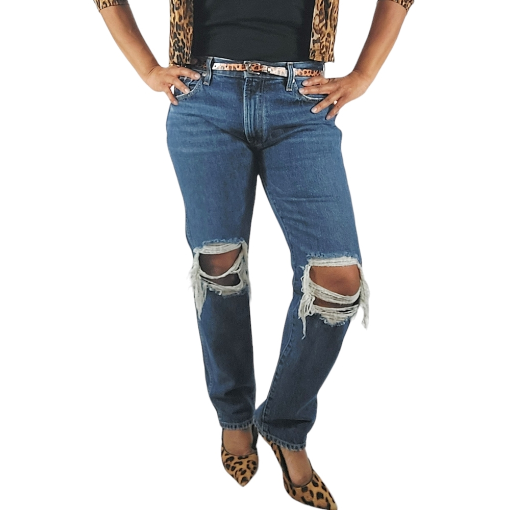 KHAITE Kyle High Rise Straight Leg Denim Jeans